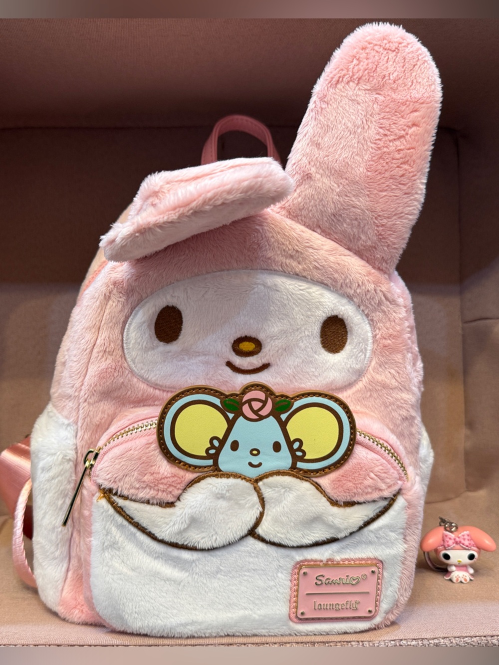 Loungefly Pink My Melody Plush Backpack with Character Patch